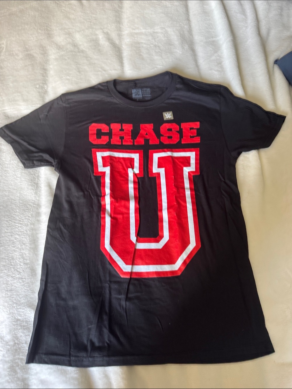 WWE Black Tee with Bold Red 'CHASE U' Graphic